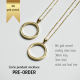 Gold vermeil circle pendant necklace